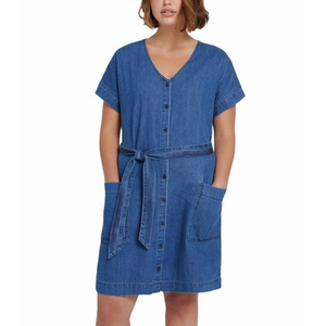 NWT Frank & Oak Good Organic Cotton Blue Belted Denim‎ Jean Dress Small